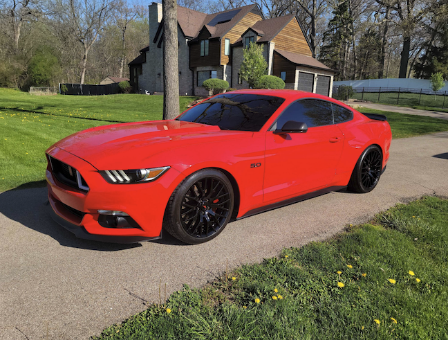 Red Ford Mustang GT 5.0 full exterior detail Elburn Illinois